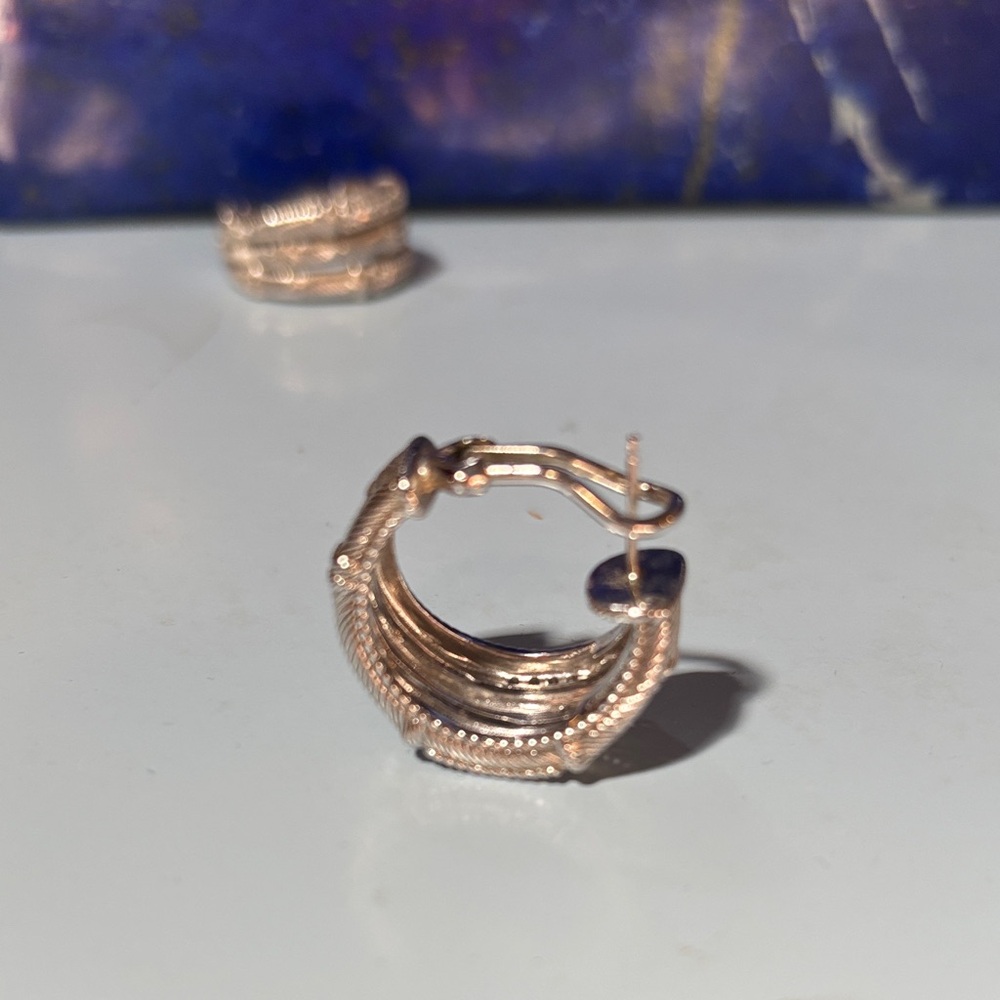 Judith Ripka Textured Silver Hoop Earrings - Picture 2 of 4